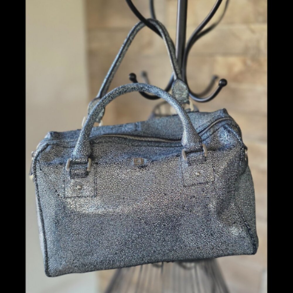 Lodis Fairfax Satchel, black base with silver sparkles.